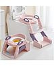 Baybee Vega 3 In 1 Western Toilet Potty Seat for Kids, Baby Potty Training Seat Chair with Splash Guard, Handle, Ladder & Cushion Seat (Pink)