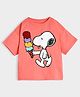 Mi Arcus Peanuts Featuring Half Sleeves Snoopy Printed Tee - Pink