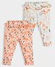 Mi Arcus Pack Of 2 Floral Printed Leggings - Peach & White