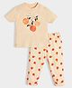 Mi Arcus  100% Cotton Half Sleeves Fruits Printed Tee & Pajama Set -  Peach