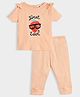 Mi Arcus 100% Cotton Half Sleeves Fruits Printed Tee & Pajama Set - Peach