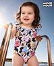 Babyhug Disney Frill Sleeves V Cut Swimsuit Minnie Mouse Print - Multicolour