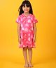 Anthrilo 100% Organic Cotton Knitted Half Sleeves Hearts Printed Night Dress - Pink
