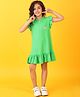 Anthrilo Frill Sleeves Heart Embellished Dress - Green