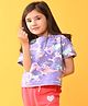 Anthrilo Half Sleeves Unicorn Printed Tee - Purple