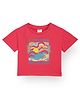 Anthrilo Half Sleeves Happiness Comes In Waves Text Printed Tee - Pink