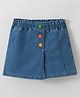 Kookie Kids Denim Solid Skort with Button Applique - Blue