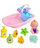 FunBlast Baby Bath Tub Toy with Shower Spray & Chu Chu Sound Toys  8 Pcs Pink