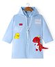 Babyhug Full Sleeves Below Knee Length Raincoat Dino Print - Blue