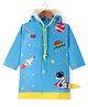 Babyhug Full Sleeves Below Knee Length Raincoat Astronaut Print - Blue