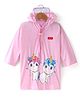 Babyhug Full Sleeves Below Knee Length Hooded Raincoat Unicorn Print - Purple