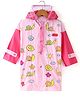 Babyhug Full Sleeves Below Knee Length Hooded Raincoat Snail Print - Pink