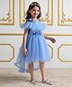 Mark & Mia Cold Shoulder Sleeves   Party  Frock with Floral Applique - Blue