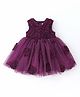 Mark & Mia Sleeveless Shimmered Party  Frock Style Onesie with Floral Applique - Purple