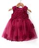 Mark & Mia Sleeveless Shimmered Party  Frock Style Onesie with Floral Applique - Fuschia