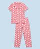 Mackly Cotton Elastane Knitted Half Sleeves Unicorn Printed Coordinating Night Suit - Coral