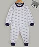 Hugsntugs Cotton Jersey Knitted Full Sleeves Cats Printed   Coordinating Tee & Pajama Set - White