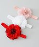 Babyhug Free Size Headbands With Floral Applique Pack of 3 - Pink White & Red