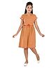 Clothe Funn Half Sleeves Striped  Knitted Dress - Yellow & Red