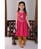 Kinder Kids Sleeveless Floral Embroidered & Gota Lace Embellished Kurta With  Pant - Pink & Yellow