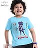 Arias  Cotton Knit Half Sleeves  T-Shirt With Anime Character Placement Print - Blue