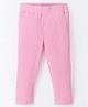 Little Kangaroos Knitted Full Length Solid Color Ribbed Leggings - Pink
