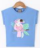 Little Kangaroos  Cotton Knit Sleeveless T-Shirt with Toucan Print & Applique - Royal Blue