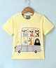 Little Kangaroos Cotton Knit Half Sleeves T-Shirt Animal Print - Yellow