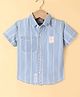 Little Kangaroos Cotton Half Sleeves Striped Shirt - White & Blue