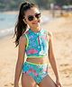 Pine Kids Sleeveless Two Piece Swimsuit with Butterfly Print - Green