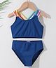 Pine Kids Sleeveless  Two Piece Swimsuit Solid Colour - Blue