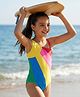 Pine Kids One Shoulder Sleeveless Striped  V Cut Swimsuit - Multicolor