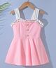 Pine Kids Sleeveless Solid Frock Swimsuit  with Fril Detailing - Pink