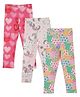 Anthrilo Pack Of 3 Cotton Hearts & Floral Printed Leggings - Pink