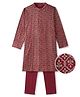 EARTHY TOUCH Single Jersey Knit Full Sleeves Floral Printed Kurta & Pyjama Set - Maroon