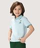 One Friday Half Sleeves Sail Boat Embroidered Tee - Blue
