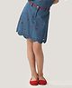 One Friday Floral Embroidered Denim Skirt - Blue