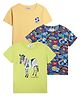 Anthrilo Pack Of 3 Half Sleeves Zebra & Smiley Printed Tees - Green Blue  & Yellow