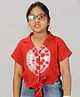 Kiddopanti Half Sleeves Tie Dye Tie Up Shirt Style Top - Red
