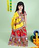 Banjara India Half Sleeves Kutch Work Embroidered Lehenga Choli & Dupatta Set - Red