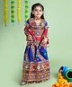 Banjara India Half Sleeves Kutch Work Embroidered Lehenga Choli & Dupatta Set - Blue