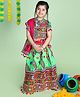 Banjara India Half Sleeves Kutch Work Embroidered Lehenga Choli & Dupatta Set - Green