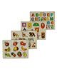 Wooden Puzzle with Knobs Learning & Educational Toys for Babies & Kids Wooden Alphabet Puzzle Wooden Shapes Puzzle Wooden Animal Puzzle Wooden Fruits Puzzle - 55 Pieces