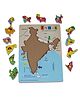 India Map Wooden Pegged Puzzle, Learning & Educational Toys for Babies & Kids Multicolour  13 Pieces