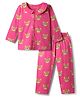 Babyhug Single Jersey Knit Full Sleeves Co-ords Night Suit with Bear Print - Pink