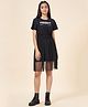 Coolsters by Pantaloons Half Sleeves Savage Text Printed With Net Detailed Dress - Black