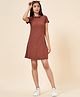 Coolsters by Pantaloons Half Sleeves Ribbed Cotton Dress - Brown