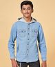 Coolsters by Pantaloons Full Sleeves Solid Hooded Cotton Shirt - Light Blue