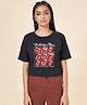 Coolsters by Pantaloons Half Sleeves Lips Printed Tee - Black