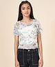 Coolsters by Pantaloons Half Sleeves Star Fish & Animals Printed Top With Solid Inner - White